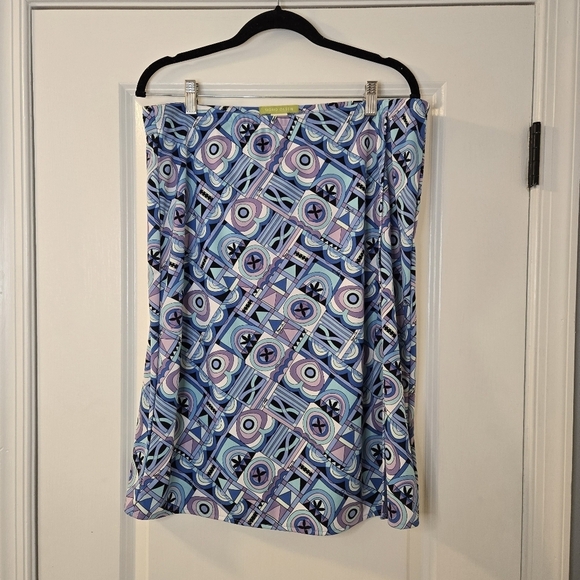 Sigrid Olsen Below Knee Multicolor Maxi Skirt Size L With Front Slit - Picture 3 of 11